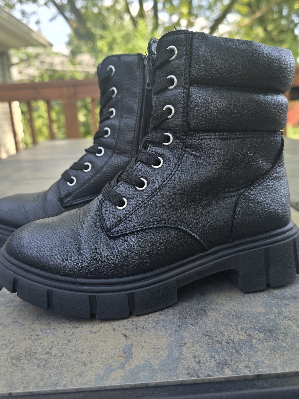 Sincerly Jules Black Chunky Lug Combat Boots